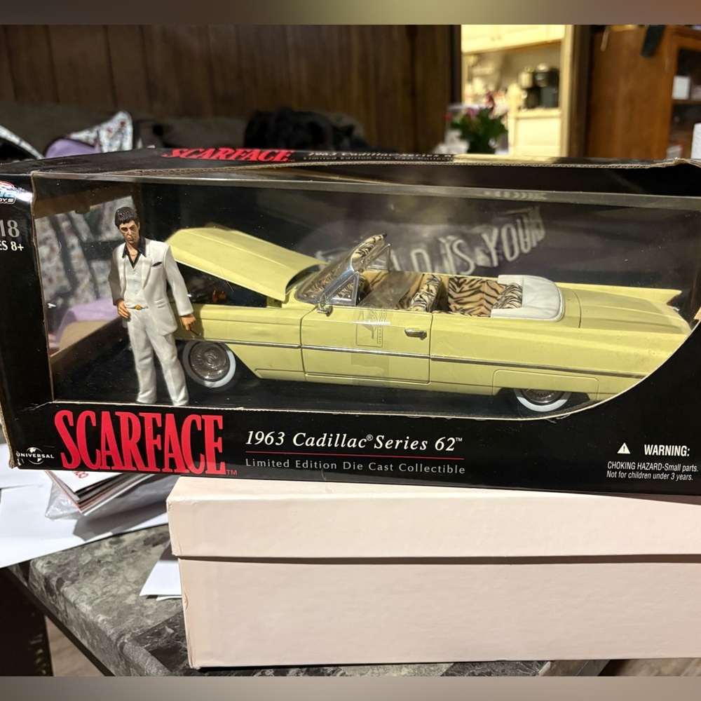 Scarface 1963 Cadillac Series 62 Die Cast Model - Cream